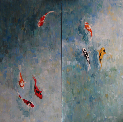 Koi (two paintings)
36" x 18" each